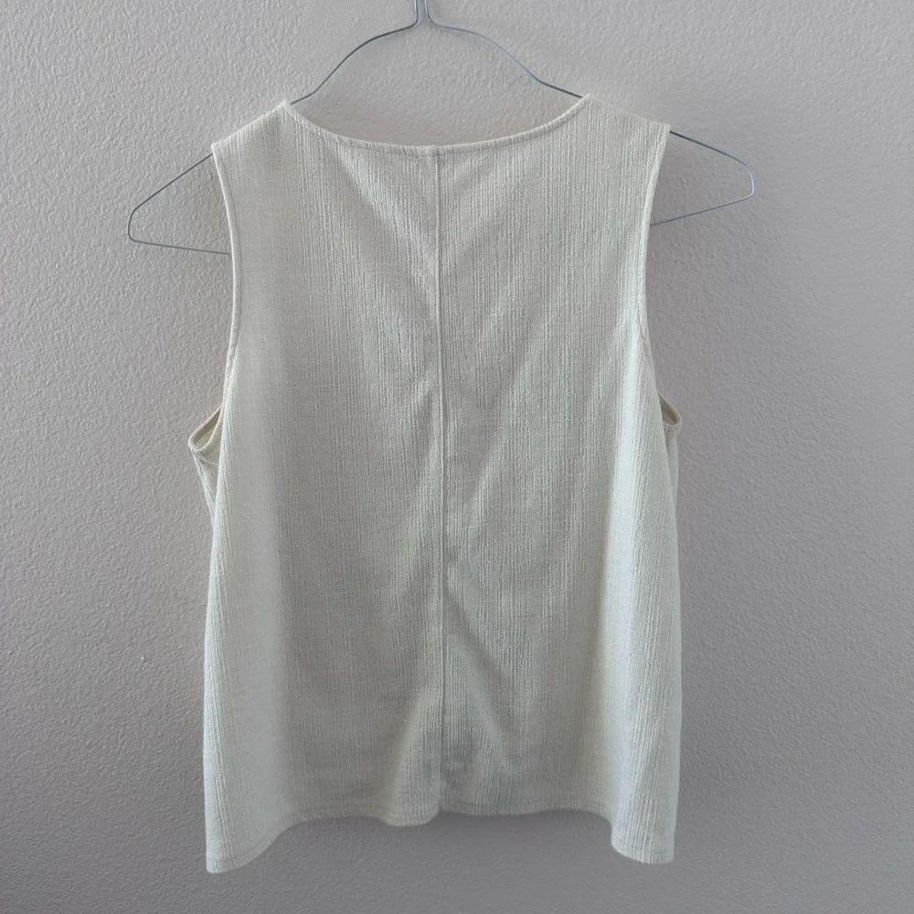 Women's Cream Button-Down Tie-Front Top - Picture 2 of 2